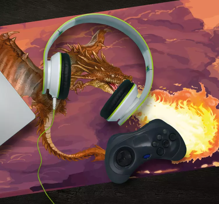 Hand drawn dragon gaming XXL mouse pad - TenStickers