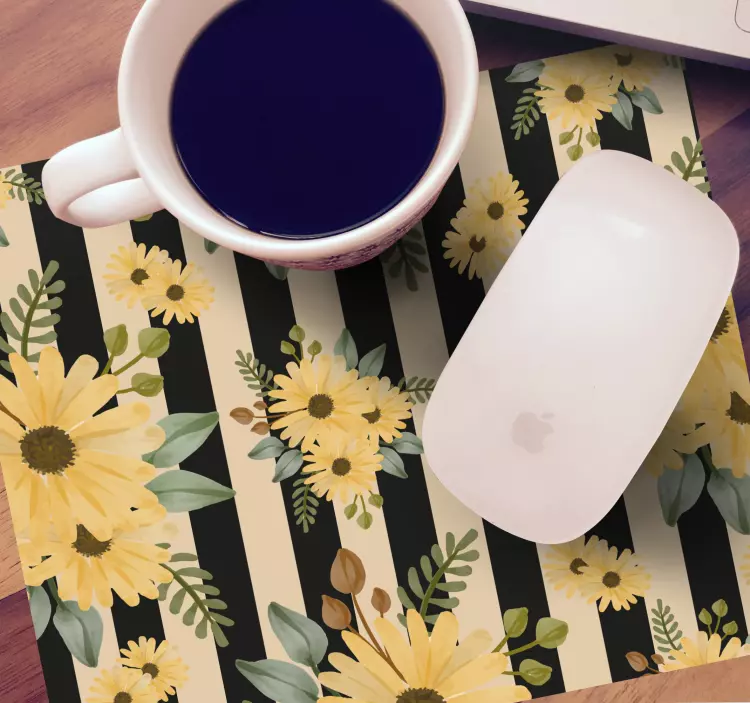 Mouse pad patterns botanical striped design - TenStickers