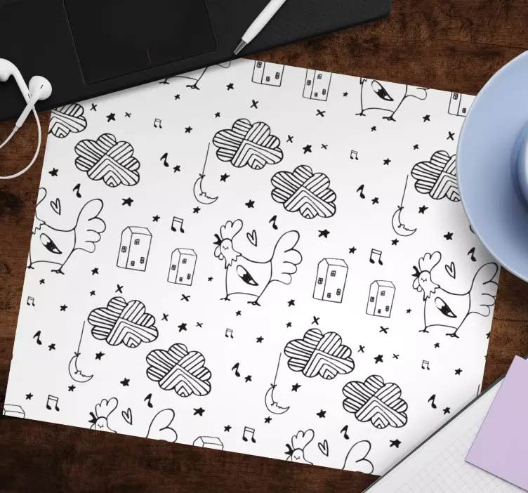 Mouse pad patterns charming black illustrations - TenStickers