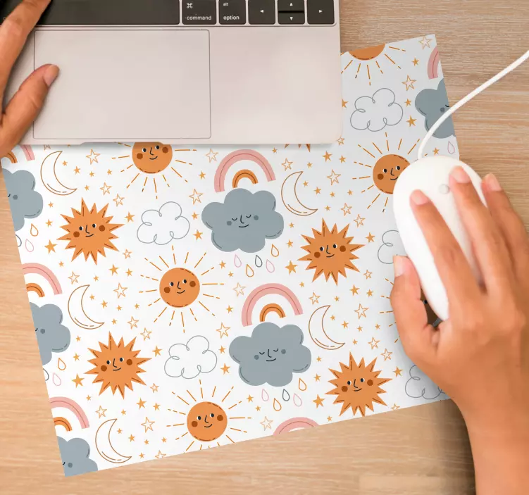 Mouse pad patterns cheerful sun and clouds - TenStickers