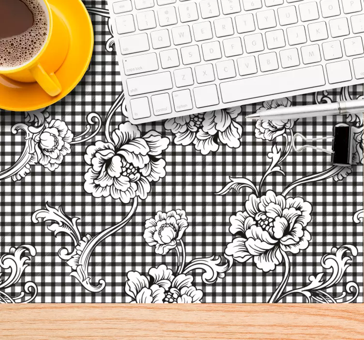Mouse pad patterns floral checkered design - TenStickers