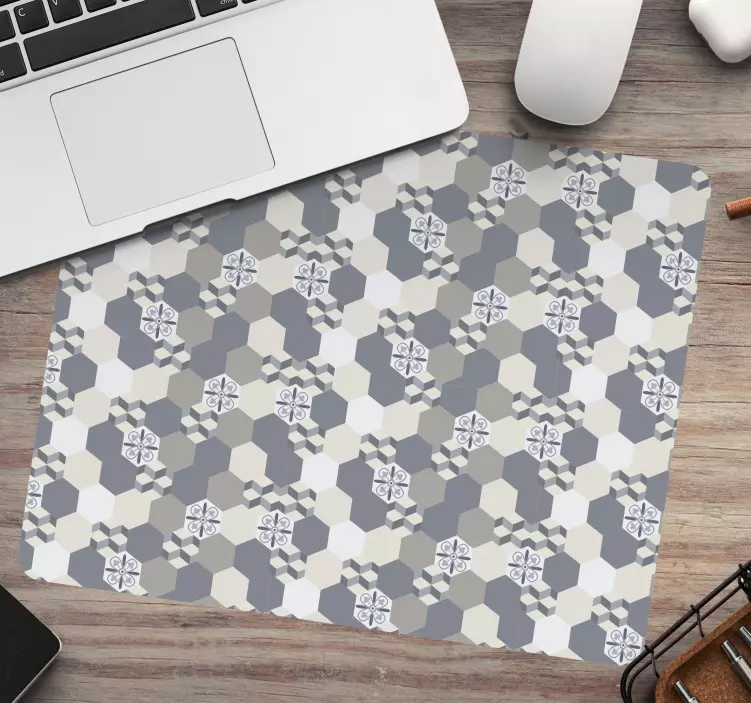 Mouse pad patterns hexagonal floral design - TenStickers