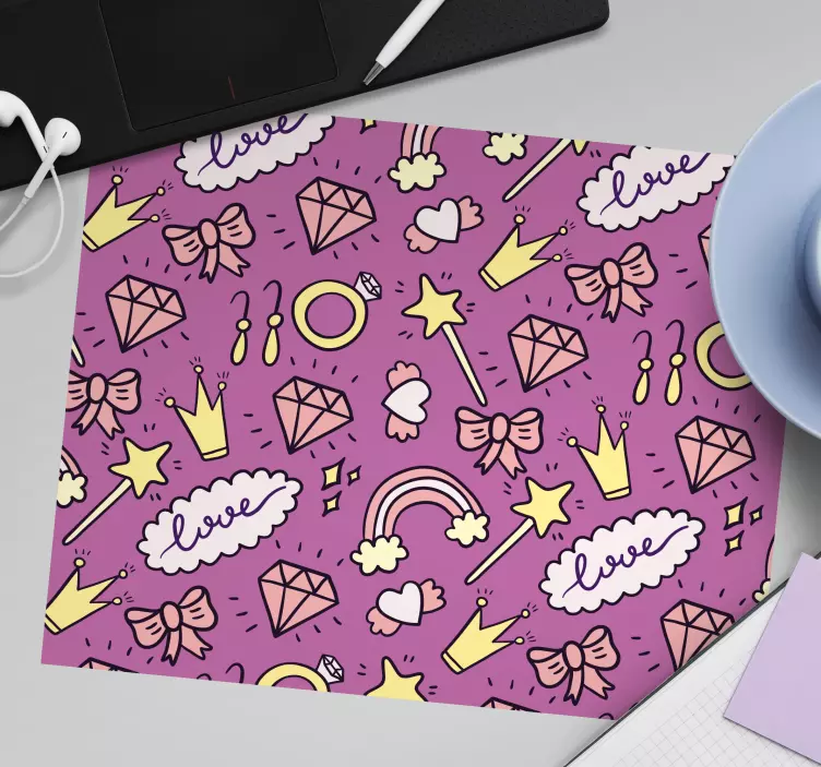 Mouse pad patterns of whimsical fantasy icons - TenStickers