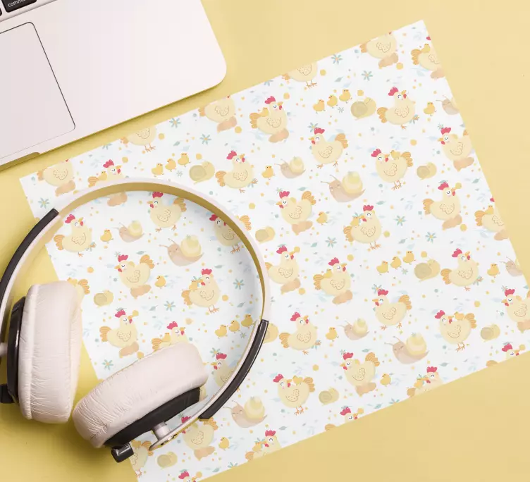 Mouse pad patterns playful chicken design - TenStickers