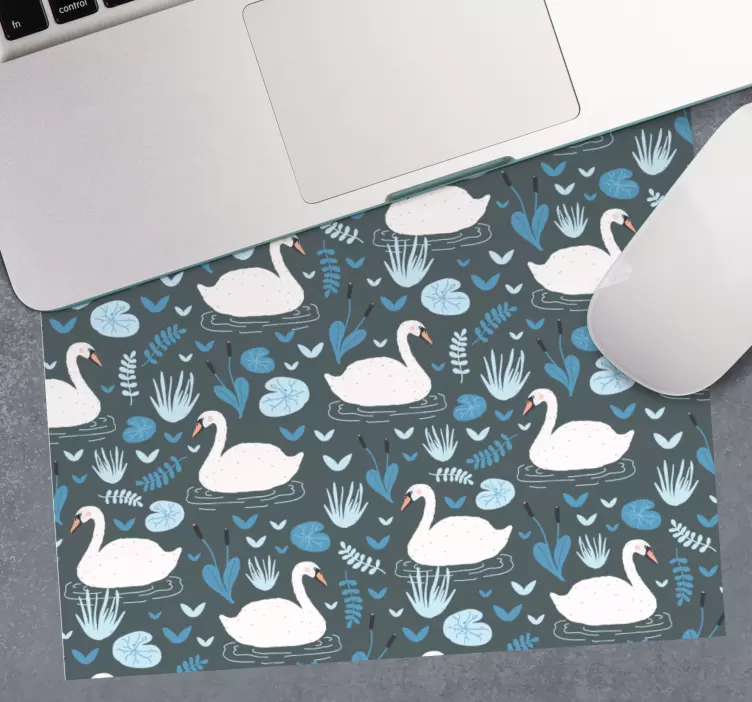 Mouse pad patterns swans among leaves - TenStickers