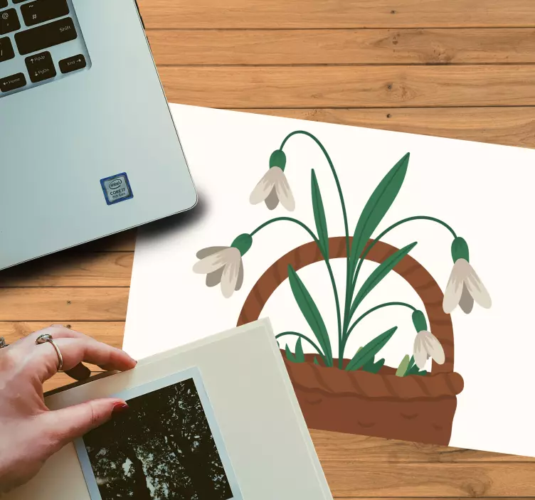 Original mouse pad basket of snowdrops - TenStickers