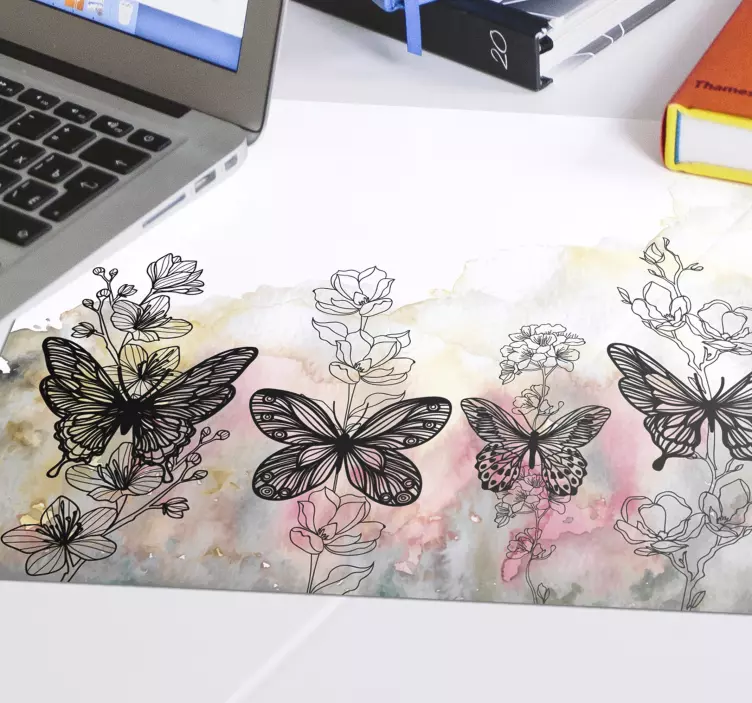 Original mouse pad butterflies and flowers - TenStickers