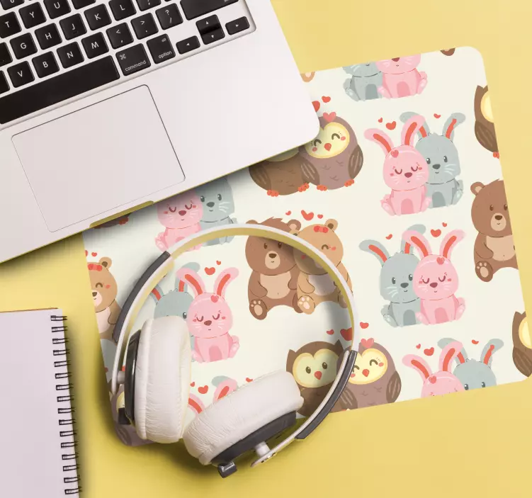 Original mouse pad cute animal couples - TenStickers