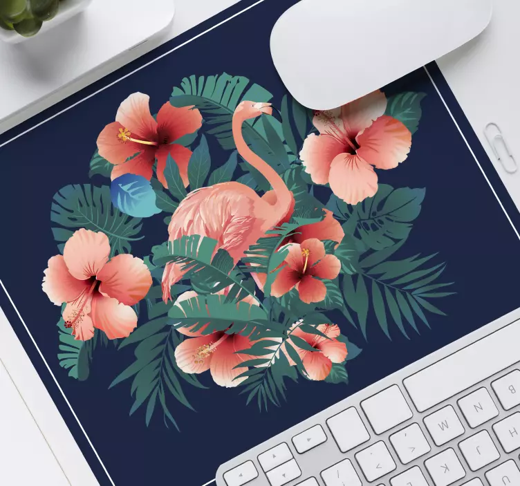 Original mouse pad flamingo floral scene - TenStickers