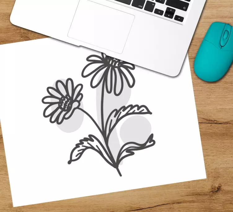 Original mouse pad floral line drawing - TenStickers