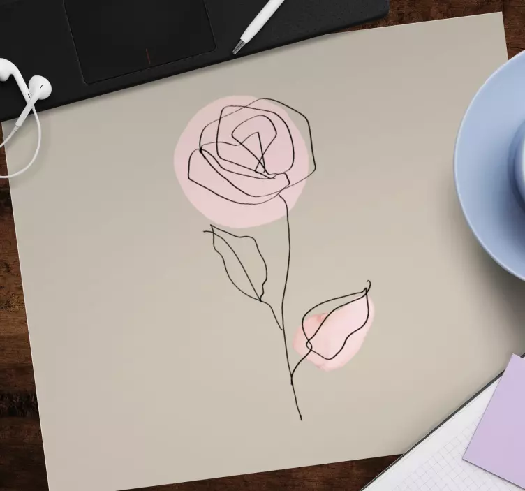 Original mouse pad minimalist floral design - TenStickers