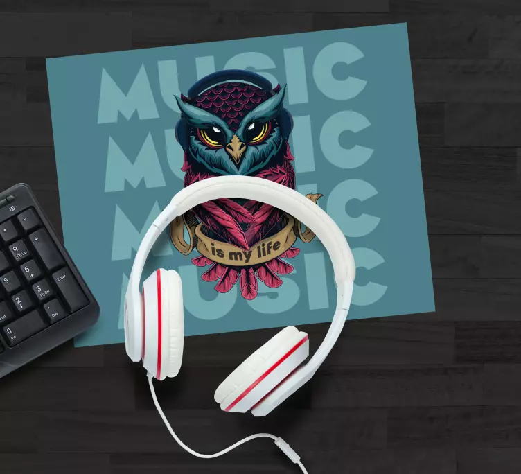 Original mouse pad owl with headphones - TenStickers