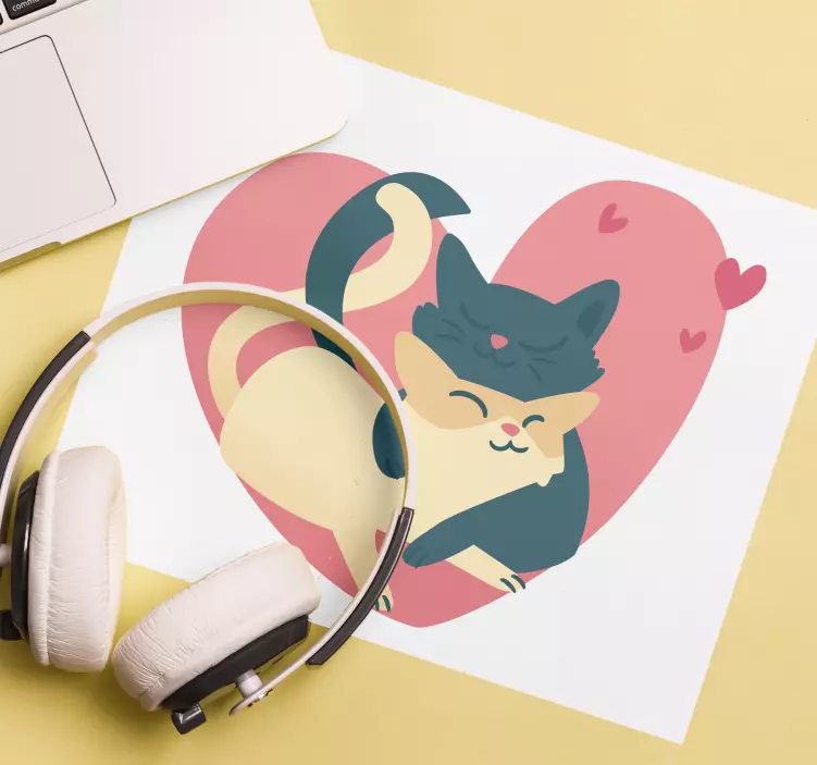 Original mouse pad playful cat embrace - TenStickers