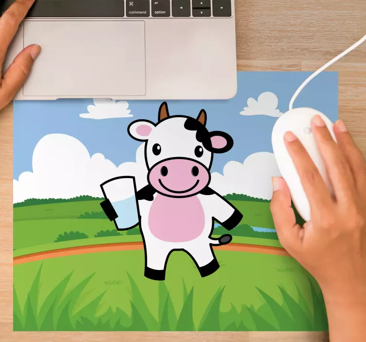 Original mouse pad playful cow with glass - TenStickers