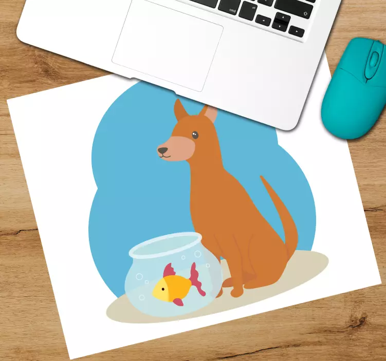Original mouse pad playful dog watching fish - TenStickers