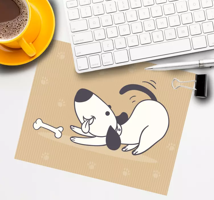 Original mouse pad playful dog with bone - TenStickers