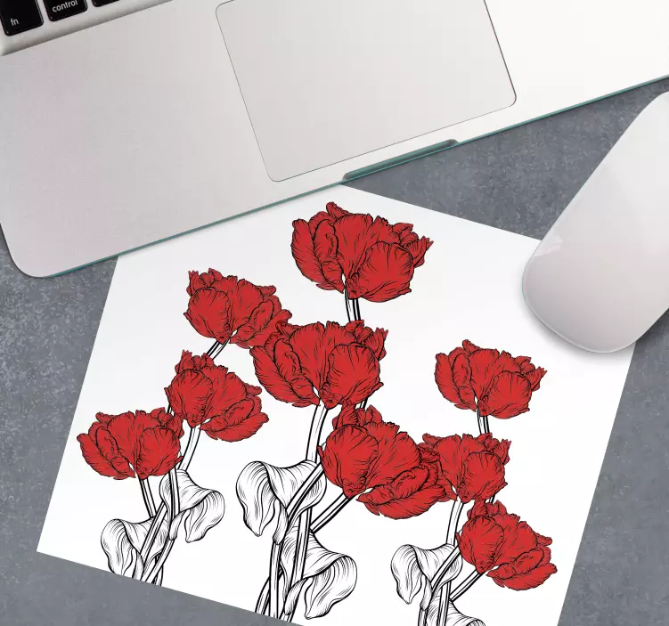 Original mouse pad red tulip arrangement - TenStickers