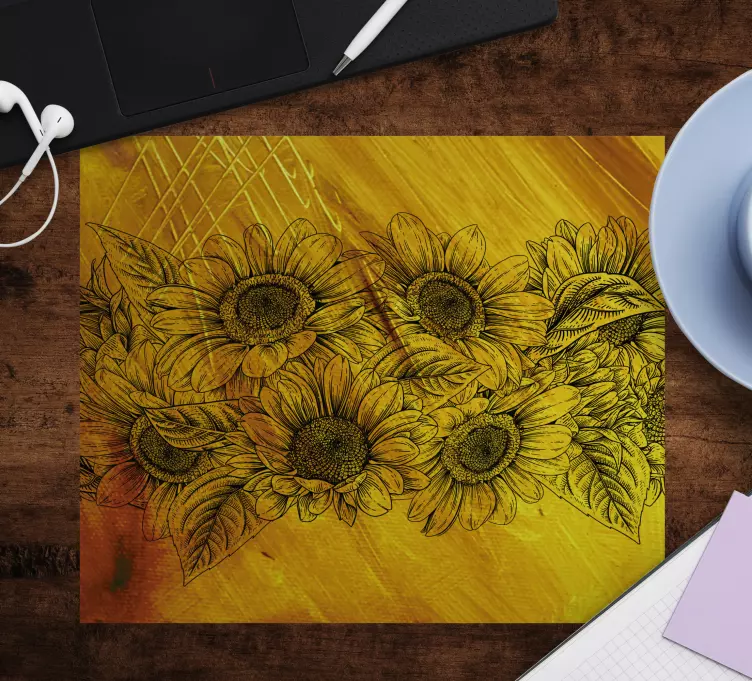 Original mouse pad sunflower floral design - TenStickers