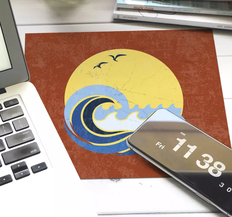 Original mouse pad waves under sunset - TenStickers