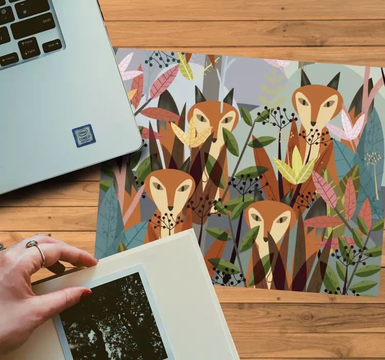 Original mouse pad whimsical fox trio - TenStickers