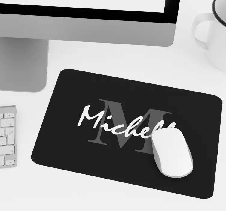 Personalised Black Initial mouse mat - TenStickers