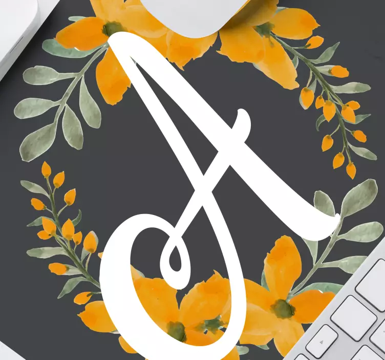 Personalised mouse pad floral initial a - TenStickers
