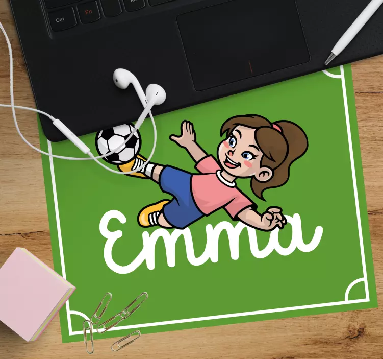 Personalised mouse pad girl kicking soccer ball - TenStickers