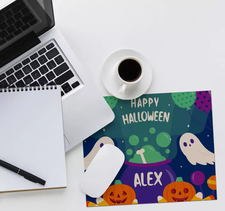 Personalised mouse pad happy halloween greetings - TenStickers