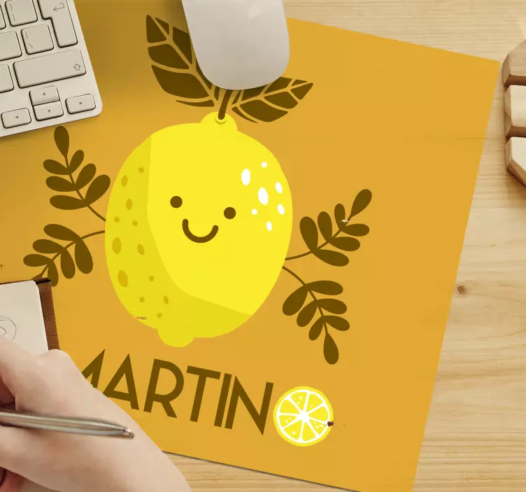 Personalised mouse pad happy lemon character - TenStickers