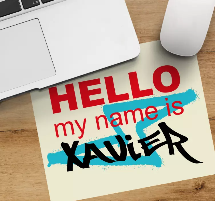 Personalised mouse pad hello name introduction - TenStickers
