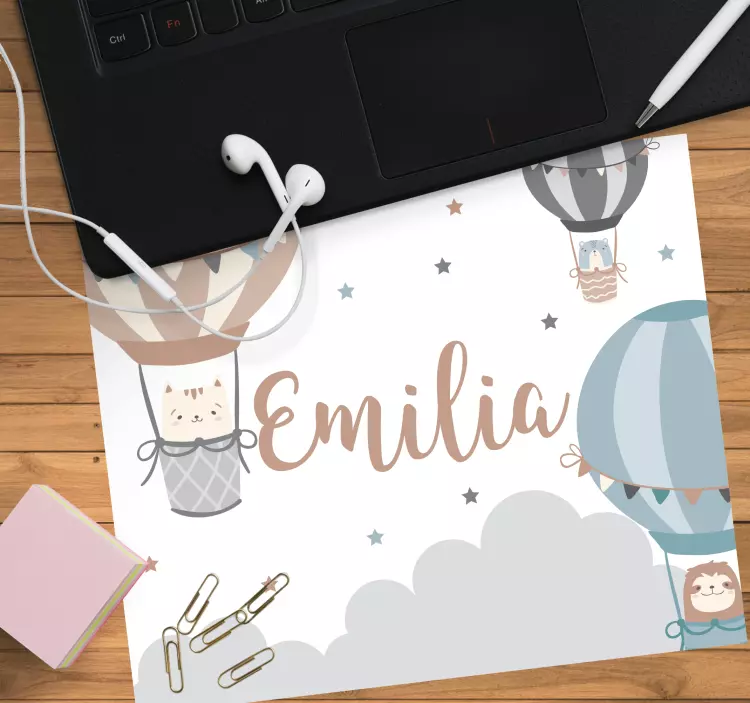 Personalised mouse pad hot air balloons design - TenStickers