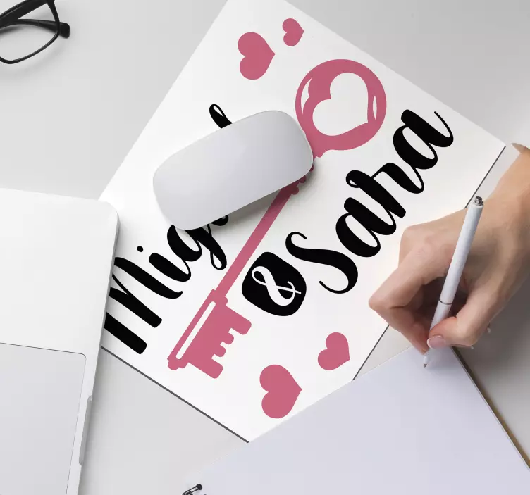 Personalised mouse pad key love story - TenStickers