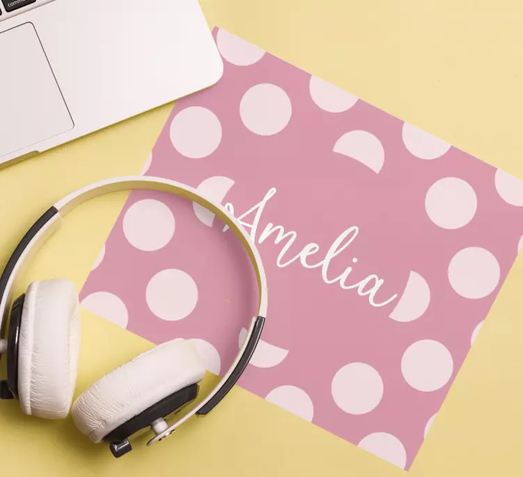 Personalised mouse pad personalized pink polka - TenStickers