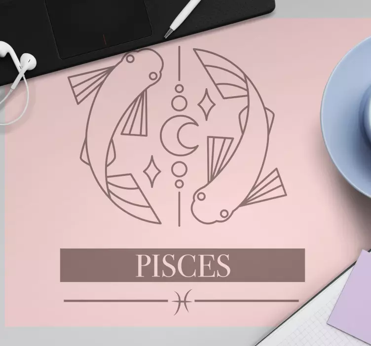 Personalised mouse pad pisces zodiac symbol - TenStickers