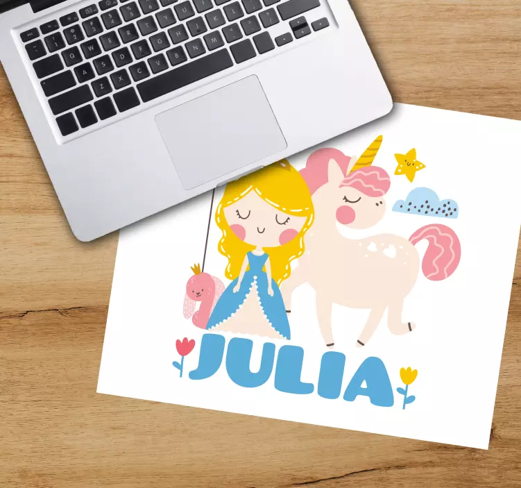 Personalised mouse pad princess and unicorn - TenStickers