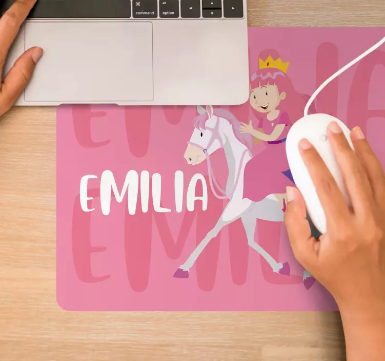 Personalised mouse pad princess on unicorn - TenStickers