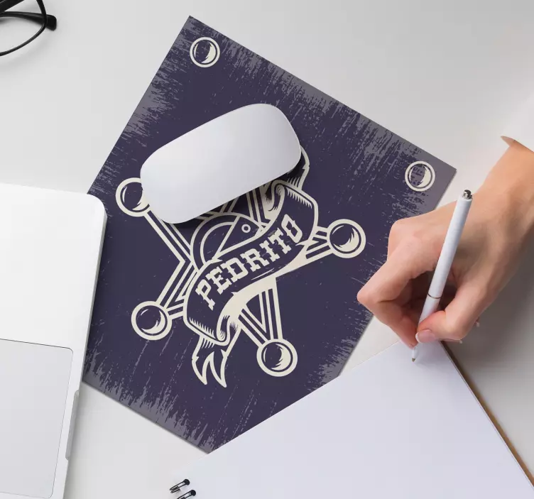 Personalised mouse pad sheriff star emblem - TenStickers