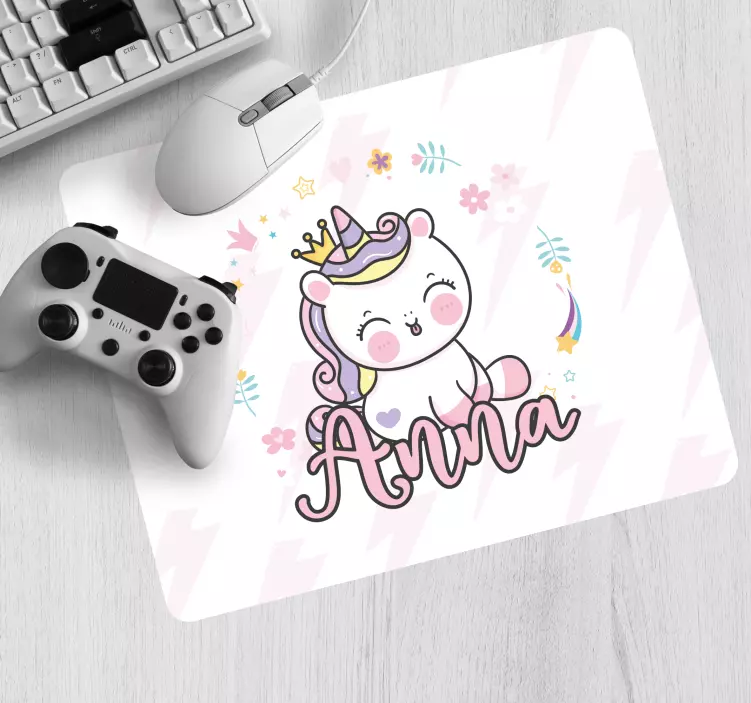 Personalised mouse pad with adorable unicorn design - TenStickers