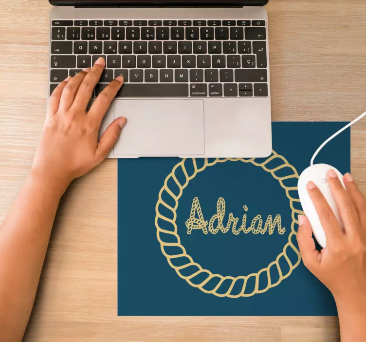 Personalised mouse pad with custom rope text - TenStickers