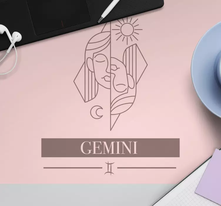 Personalised mouse pad with gemini sun symbol - TenStickers