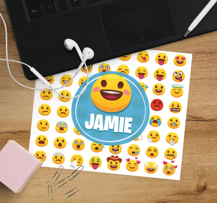Personalised mouse pad with joyful emoji pattern - TenStickers
