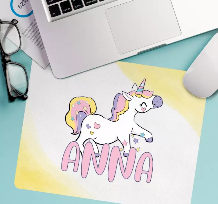 Personalised mouse pad with unicorn theme design - TenStickers