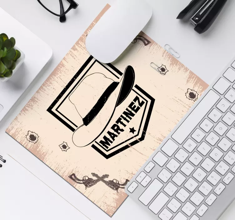 Personalised mouse pad with western style hat - TenStickers