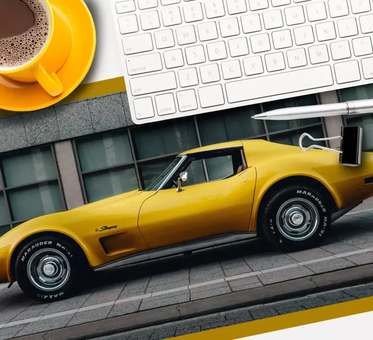 Sleek yellow sports car gaming mouse pad - TenStickers