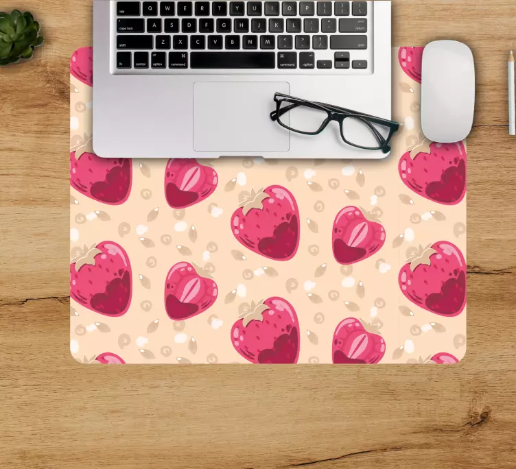 Strawberry pattern on beige original mouse pad - TenStickers