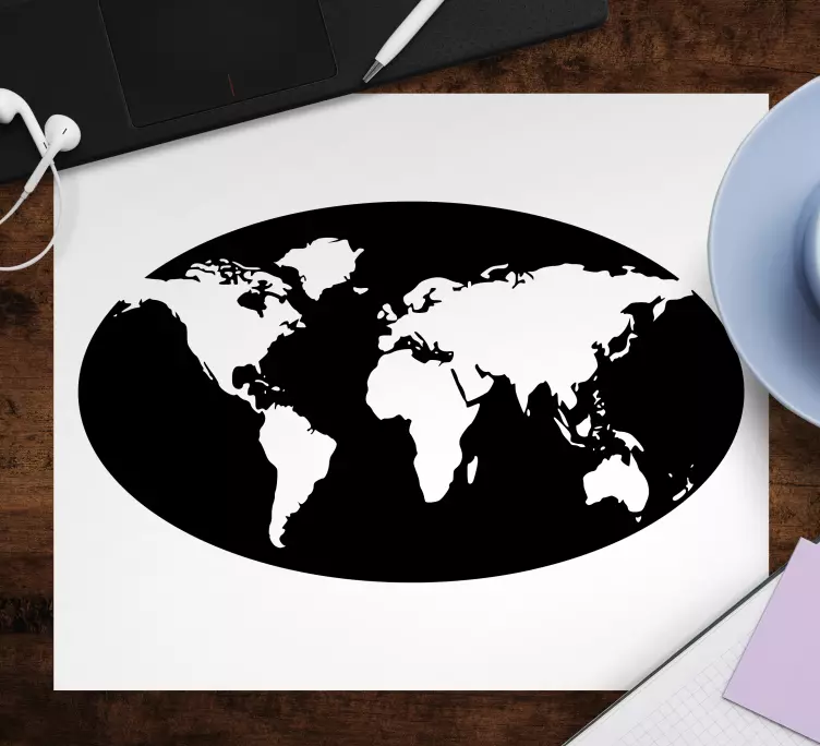 World map mouse pad artistic global outline - TenStickers
