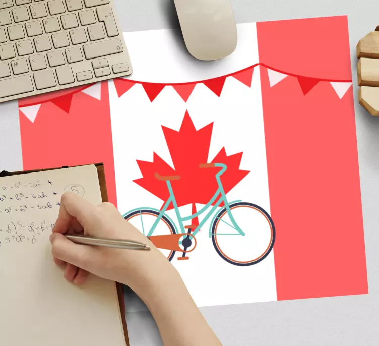 World map mouse pad bicycle with maple leaf - TenStickers