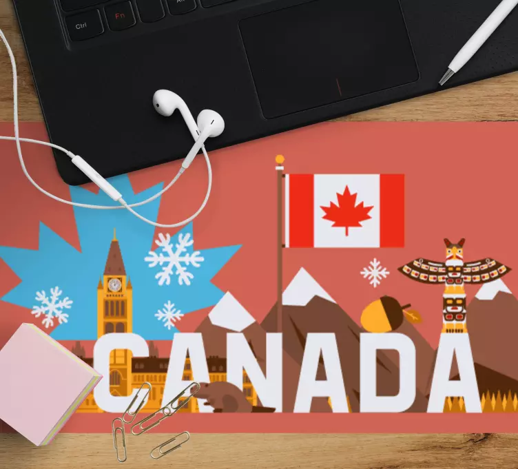 World map mouse pad canadian symbolism design - TenStickers