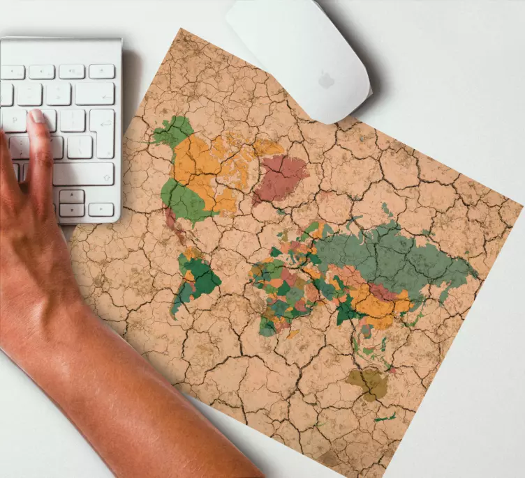 World map mouse pad cracked earth design - TenStickers