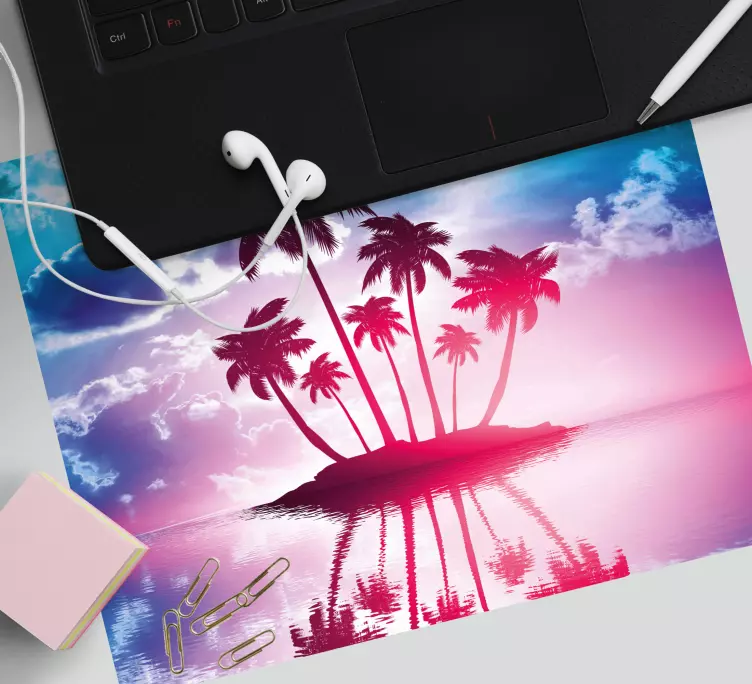 World map mouse pad tropical island reflection - TenStickers